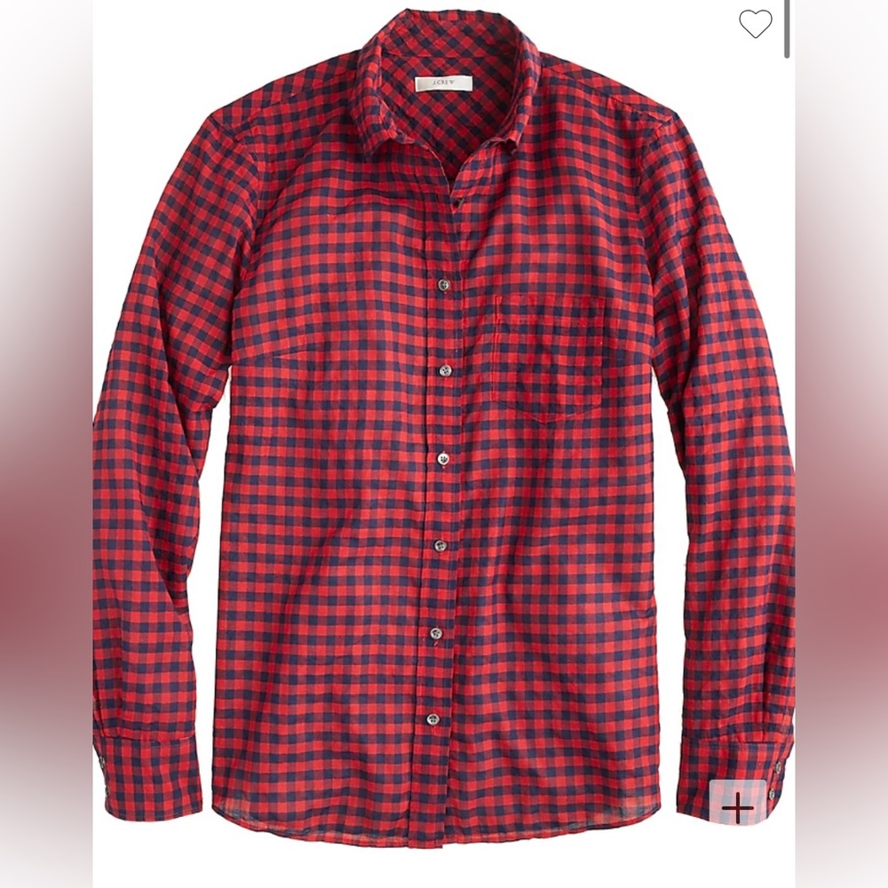 J.Crew Crinkle Boy Shirt in Red Check Size 0 Good used condition